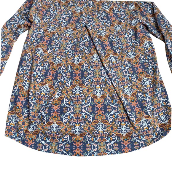 DULUTH TRADING COMPANY Floral Cotton Poplin Modern Tunic Top BlouseSize L Artsy - Picture 6 of 10